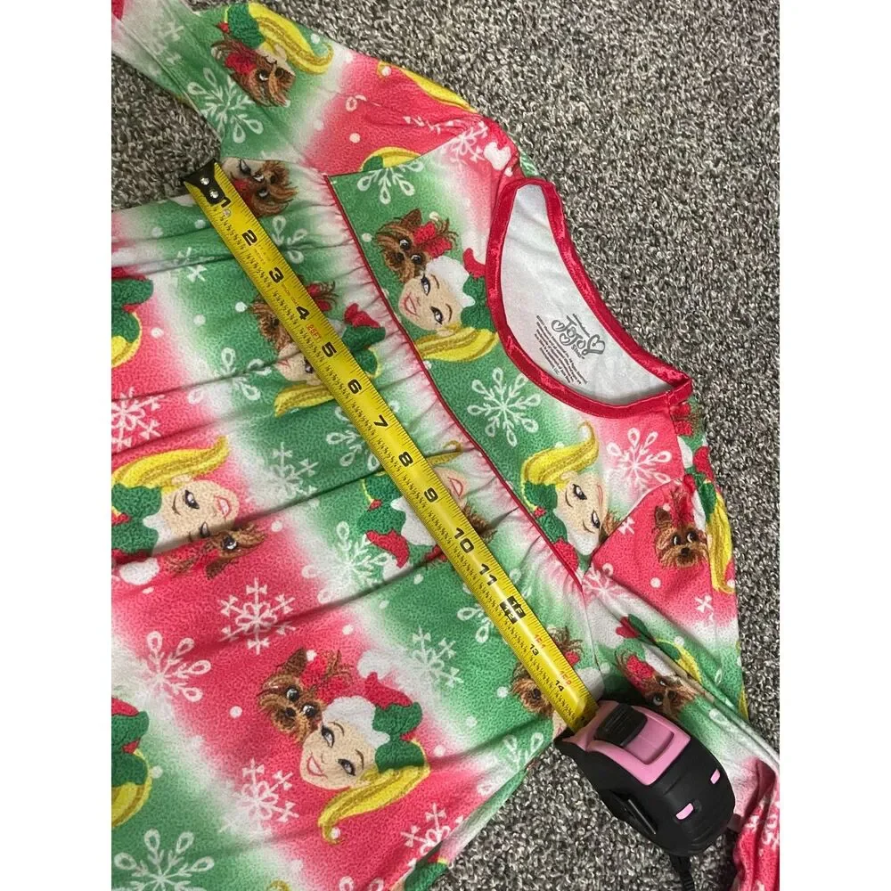 Nickelodeon JoJo Siwa Girls' Christmas Holiday Flannel long sleeve Nightgown M